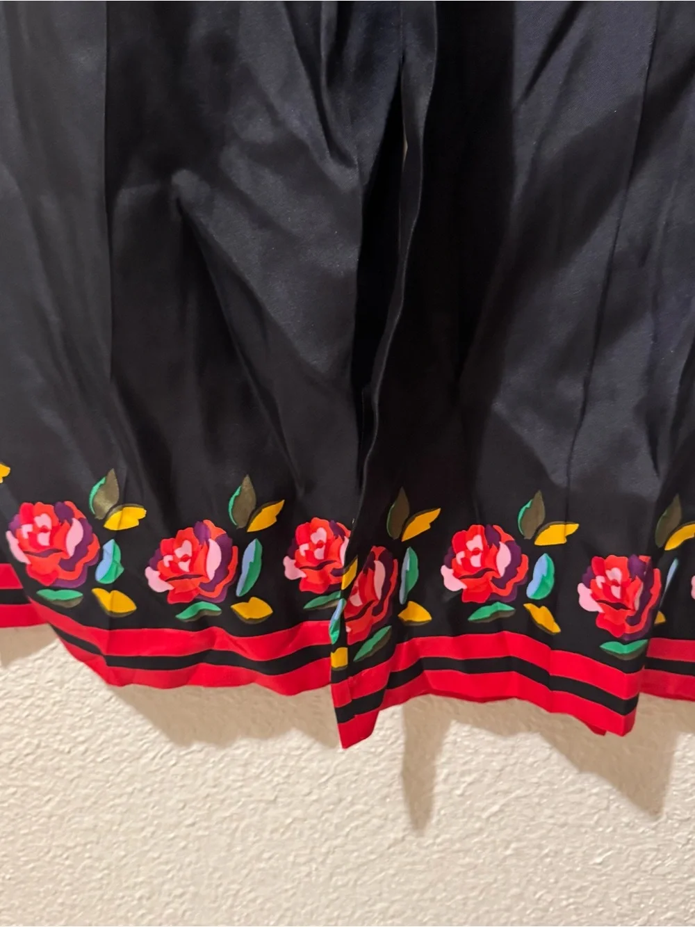 Kate Spade Black Floral-Trim Elastic Waist Silk Pajama Pants M NWT